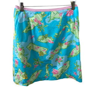 MINT vintage White Label Lilly Pulitzer Bahamas PR map Skirt Women’s Size 6